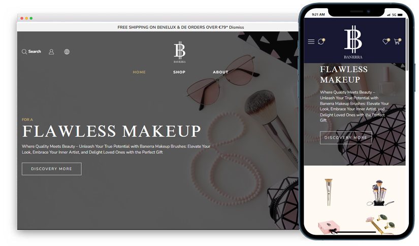 Banerra website design shown on desktop and mobile