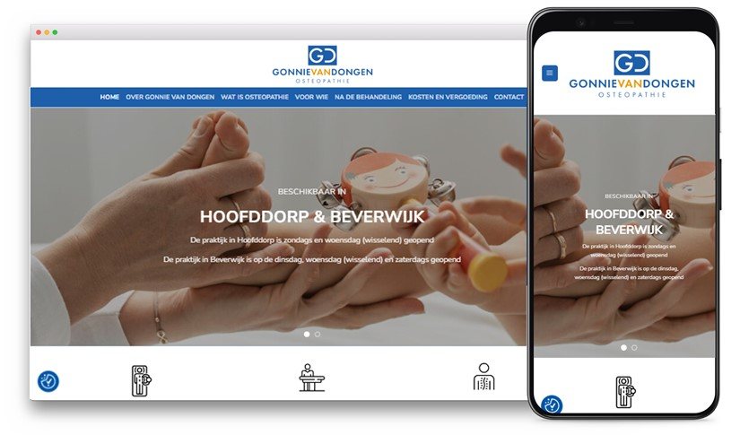 Gonnie van Dongen website design shown on desktop and mobile