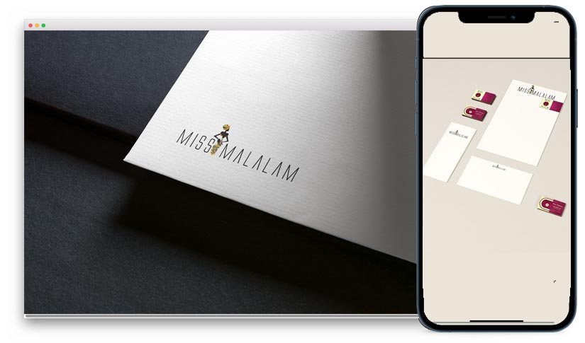 Miss Malalam website design shown on desktop and mobile