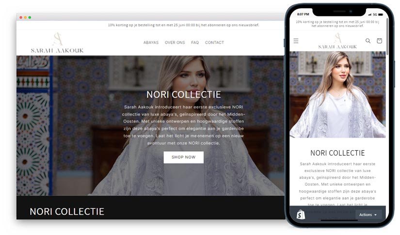 Sarah Aakouk website design shown on desktop and mobile